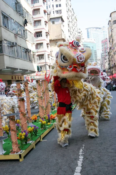 Marzo 2005 Danza Del León Feria Del Templo Tai Kok — Foto de Stock