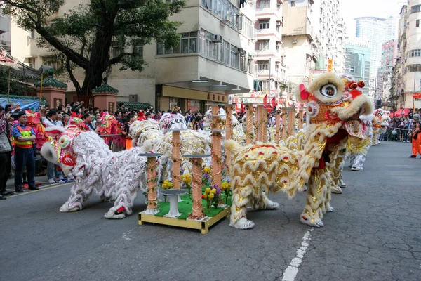 Marzo 2005 Danza Del León Feria Del Templo Tai Kok — Foto de Stock