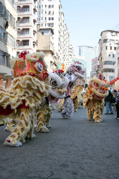 Marzo 2005 Danza Del León Feria Del Templo Tai Kok — Foto de Stock