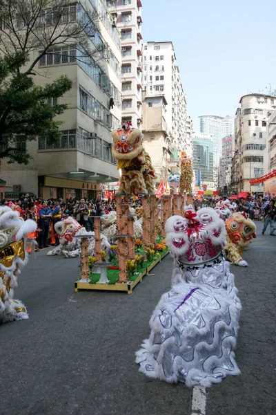 Marzo 2005 Danza Del León Feria Del Templo Tai Kok — Foto de Stock