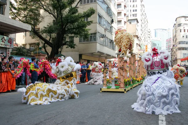 March 2005 Lion Dance Tai Kok Tsui Temple Fair — Stock Photo, Image