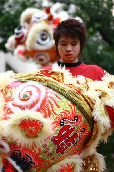 Marzo 2005 Danza Del León Feria Del Templo Tai Kok — Foto de Stock