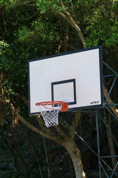 Мая 2005 Баскетбольное Кольцо Сеткой Висит Вблизи — стоковое фото