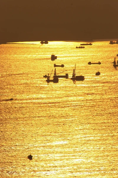 July 2005 Sunset West Hong Kong Harbour — Stock Photo, Image