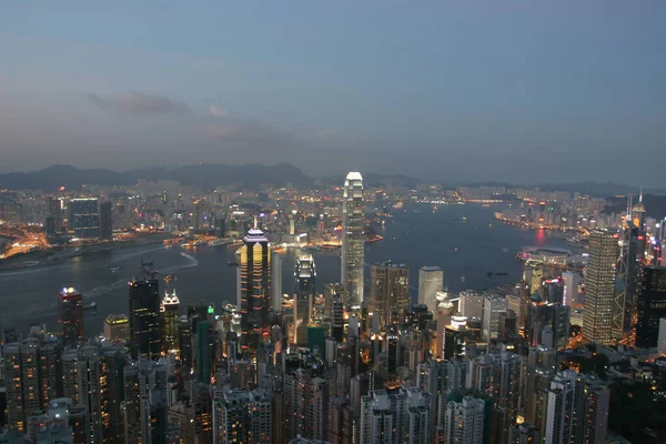 Temmuz 2005 Hong Kong Şehri Lugard Yolundan Gece Görüşünde — Stok fotoğraf