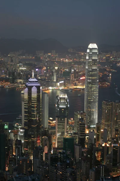 Julio 2005 Hong Kong Vista Nocturna Desde Lugard Road — Foto de Stock