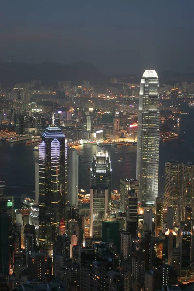 Julio 2005 Hong Kong Vista Nocturna Desde Lugard Road — Foto de Stock