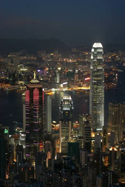 Julho 2005 Hong Kong Cidade Noite Vista Estrada Lugard — Fotografia de Stock