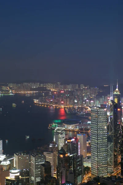 Ιουλίου 2005 Νυχτερινή Αεροφωτογραφία Του Χονγκ Κονγκ Hong Kong Skyline — Φωτογραφία Αρχείου