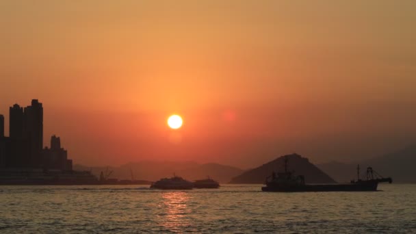 Jan 2021 Belcher Bay Sunset Vid Staden Hongkong — Stockvideo