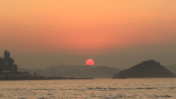 Jan 2021 Belcher Bay Sunset Vid Staden Hongkong — Stockvideo