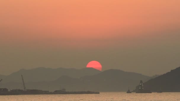 Jan 2021 Belcher Bay Sunset Vid Staden Hongkong — Stockvideo