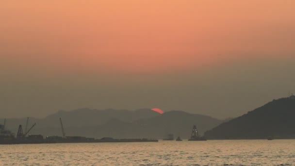 Jan 2021 Belcher Bay Sunset Vid Staden Hongkong — Stockvideo