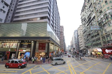 27 Mart 2021, Kowloon, Hong Kong 'daki Ürdün Yolu gündüz görüntüsü.