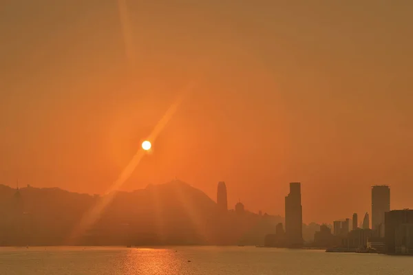Panorama Zachodem Słońca Porcie Victoria Dec 2020 — Zdjęcie stockowe