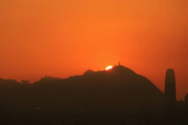 Victoria Peak Harbour Mountain Sunset Dec 2020 — Stock Photo, Image