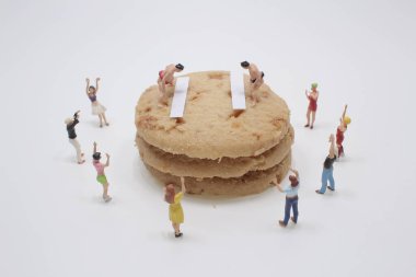 Sumo güreşçisinin bisküvi üzerindeki mini figürü.