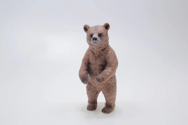 Miniature Figure Toy Bear Isolate White Background — Stock Photo, Image