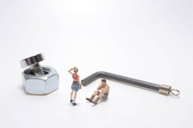 mini of female engineer with her partner