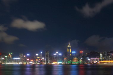 14 July 2005 view of night Hong Kong skyline at Tsim Sha Tsui