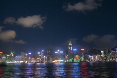 14 July 2005 view of night Hong Kong skyline at Tsim Sha Tsui