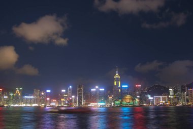 14 July 2005 view of night Hong Kong skyline at Tsim Sha Tsui