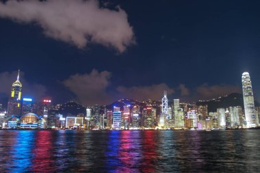 14 July 2005 view of night Hong Kong skyline at Tsim Sha Tsui