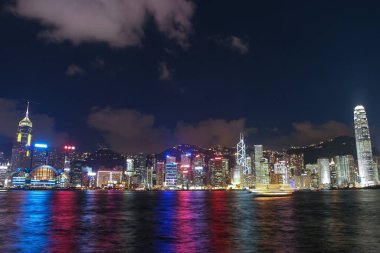 14 July 2005 view of night Hong Kong skyline at Tsim Sha Tsui
