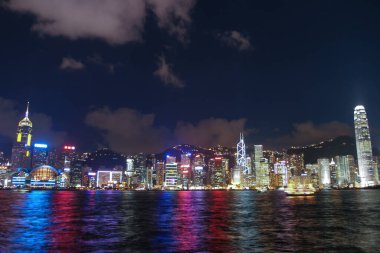 14 July 2005 view of night Hong Kong skyline at Tsim Sha Tsui