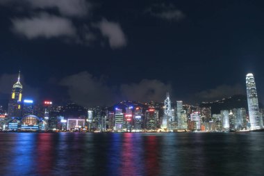14 July 2005 view of night Hong Kong skyline at Tsim Sha Tsui
