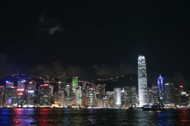 14 July 2005 view of night Hong Kong skyline at Tsim Sha Tsui