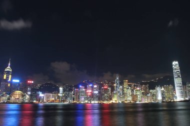 14 July 2005 view of night Hong Kong skyline at Tsim Sha Tsui