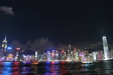 14 July 2005 view of night Hong Kong skyline at Tsim Sha Tsui