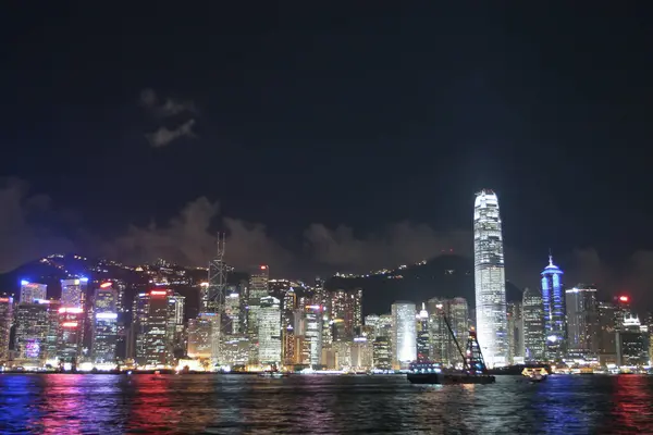 July 2005 View Night Hong Kong Skyline Tsim Sha Tsui — Foto Stock
