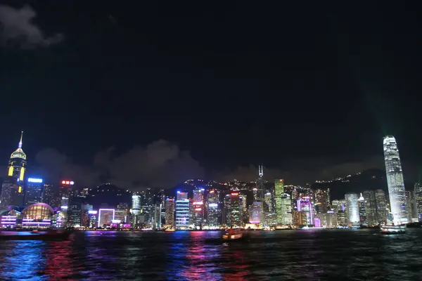 July 2005 View Night Hong Kong Skyline Tsim Sha Tsui — Stock Fotó