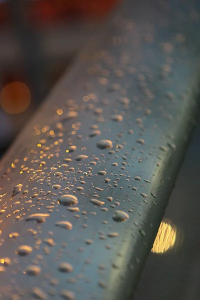 Gotas Lluvia Sobre Superficie Hierro —  Fotos de Stock