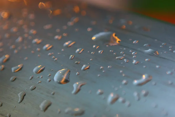 Rain Drops Iron Surface — Stock Photo, Image