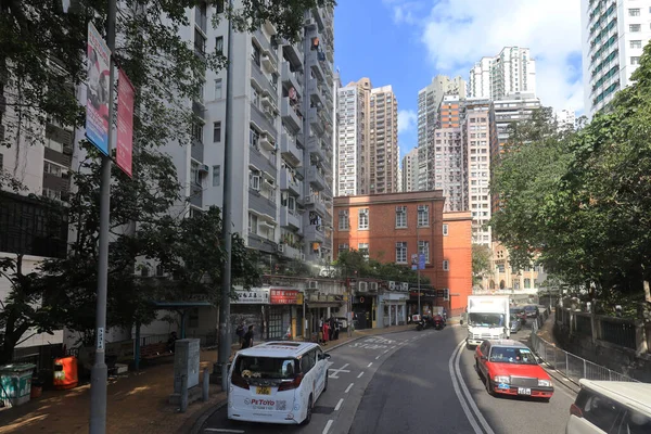 Maja 2021 Uliczny Krajobraz Bonham Road Hong Kong — Zdjęcie stockowe