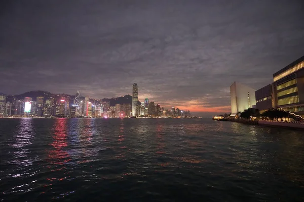 Dec 2020 Victoria Harbour Winter Sunset Hong Kong — 스톡 사진