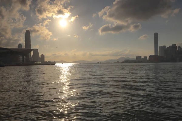 Maja 2021 Roku Zmierzchu Victoria Harbour Gateway Skyline Hong Kong — Zdjęcie stockowe