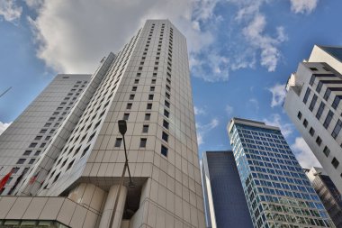 15 Mayıs 2021 Wan Chai, Hong Kong 'da modern bir ofis binası.