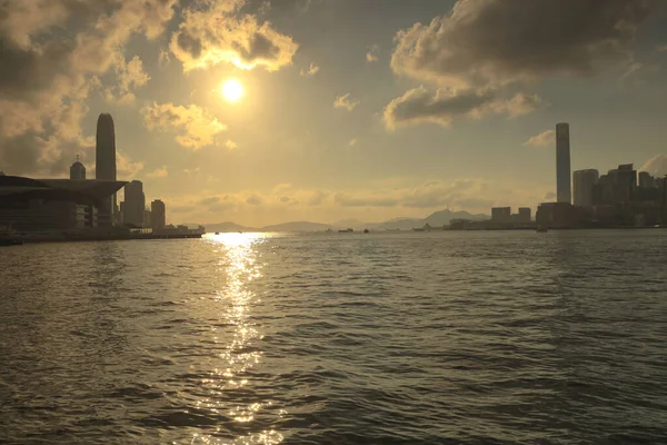 May 2021 Sunset Victoria Harbour Gateway Skyline Hong Kong — Stock Fotó