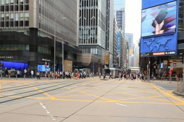 18 Mayıs 2021 işlek sokak manzarası, Des Voeux Road Central, hk