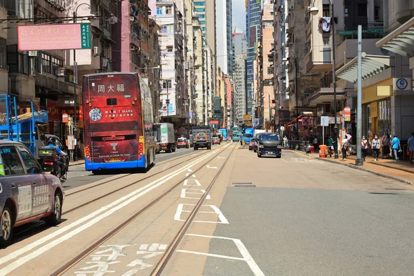 Mei 2021 Tram Commercieel Residentieel District Sai Wan Hong Kong — Stockfoto