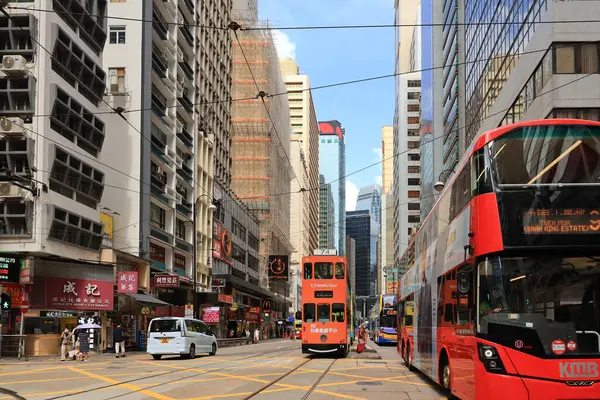 Mei 2021 Tram Commercieel Residentieel District Sheung Wan Hong Kong — Stockfoto