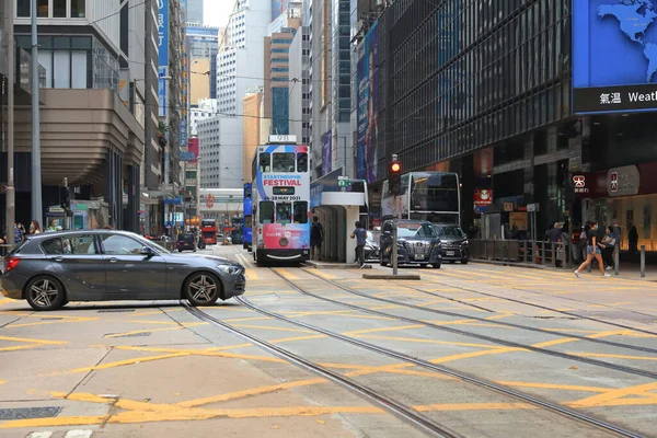 May 2021 Des Voeux Road Central Busy Road Hong Kong — Stock Photo, Image