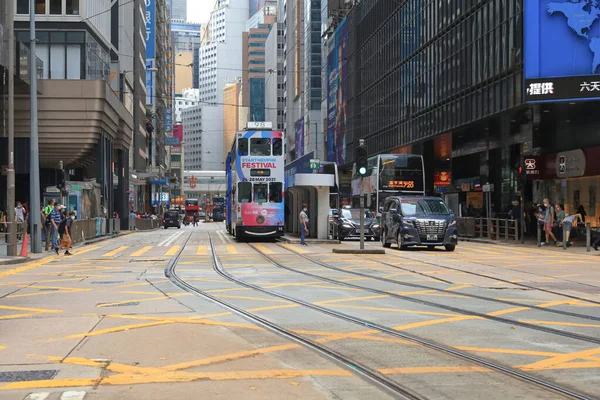 Мая 2021 Des Voeux Road Central Busy Road Hong Kong — стоковое фото