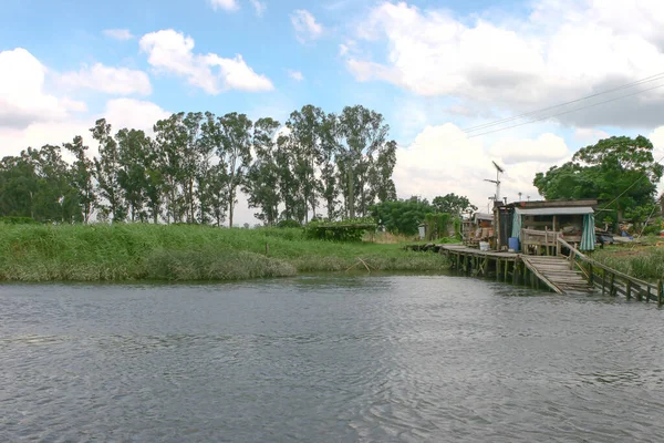 Wood Pier Shan Pui Tsuen River — Stok Foto