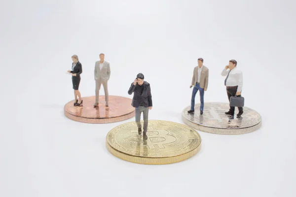 Zakelijk Geld Concept Een Minifiguur Zakenmensen — Stockfoto