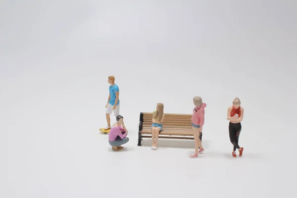 Det Sociala Livet Minifiguren Håller Att Samlas — Stockfoto